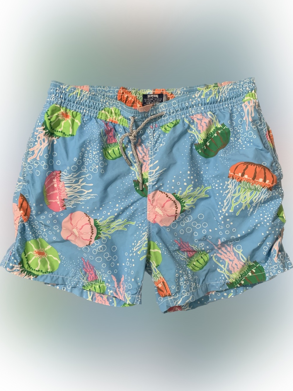 Vilebrequin blue & pink multicolor jellyfish ocean sea pattern swim trunks Sz XL